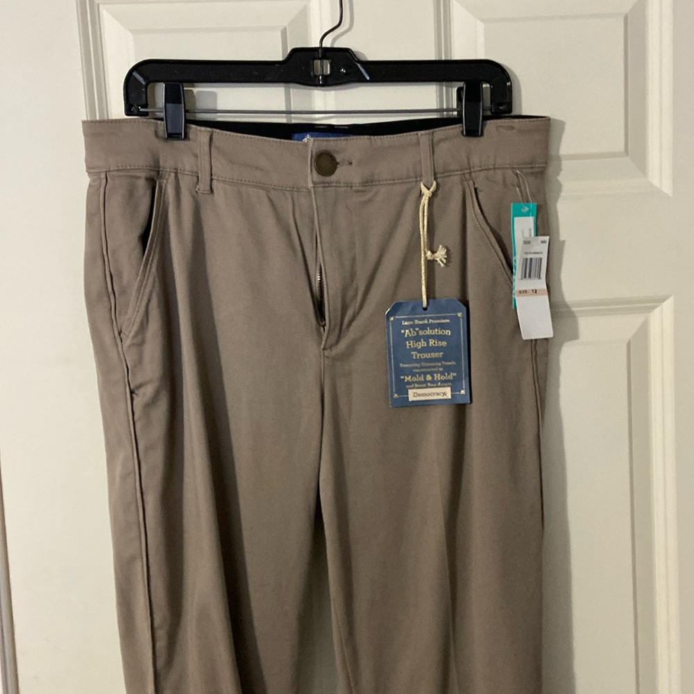Democracy slacks. Khaki. stretchy..cute seam down the side of the leg..
